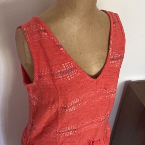 Ace & Jig sz S/P salmon orange dress with pockets cottons with metallic thread - Picture 3 of 10